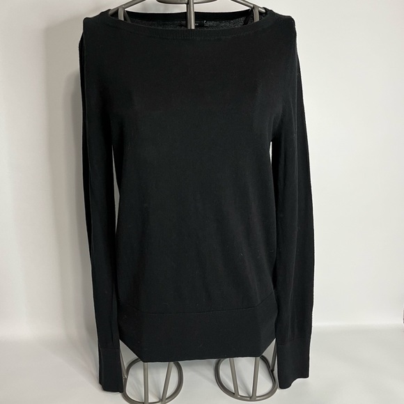 Halogen Black Boat Neck Pima Cotton & Viscose Sweater Size Medium - Picture 2 of 11